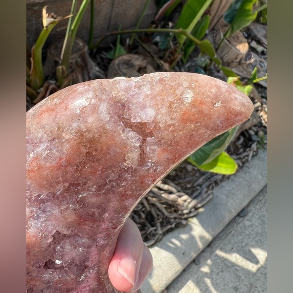 Sugary Pink Amethyst Crystal Druzy Moon - Picture 4 of 11